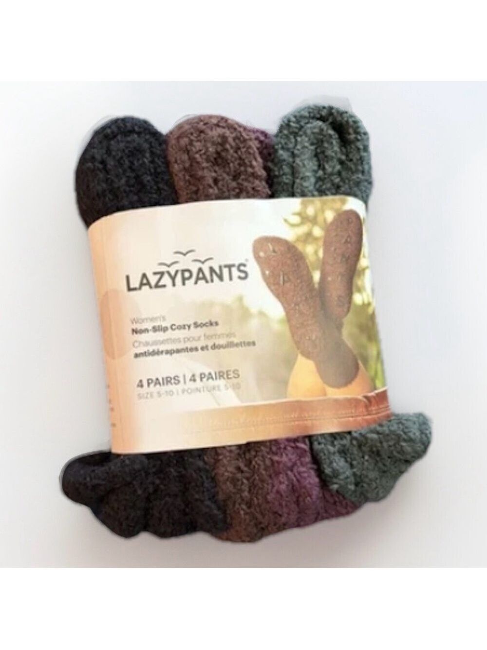 LazyPants Cozy Non-Slip Socks – 4 Pack – NWT